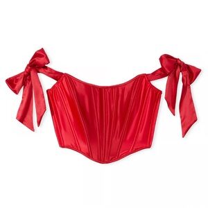 Victoria Secret Red Satin Bow-Tied Corset Top